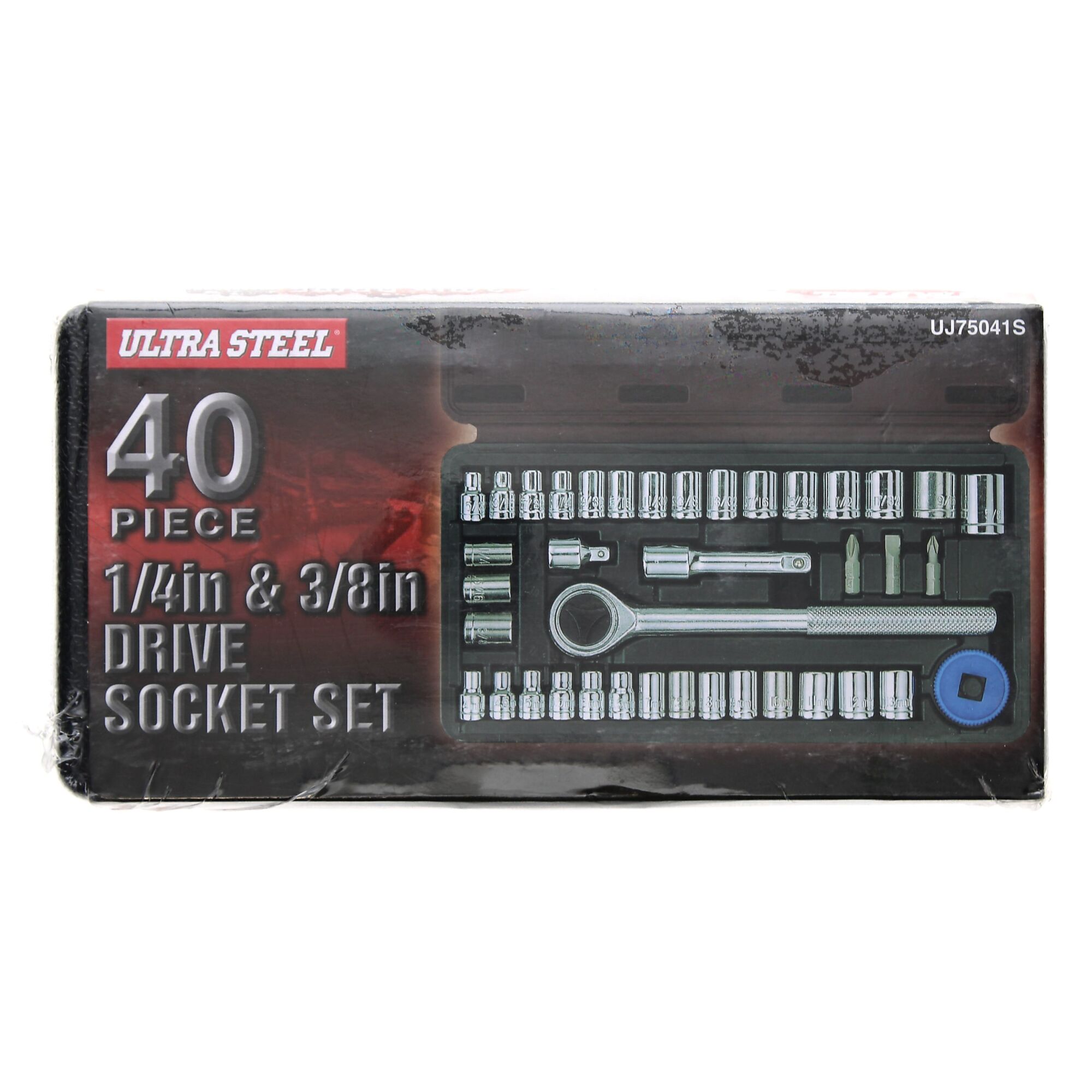 UltraSteel 40 Piece 3/8 Inch Drive 6, 8 Point SAE, Metric Socket Set